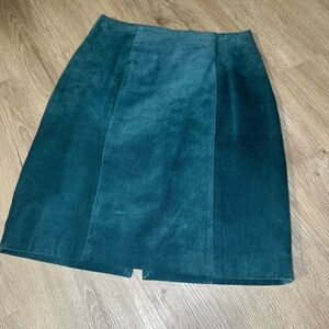 CHIA Teal Suede Leather Mini Skirt Size 6 Vintage 90s Leather Skirt